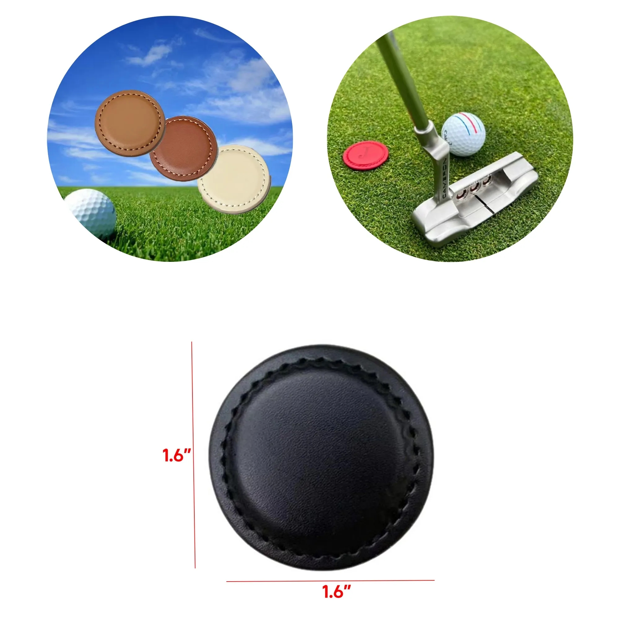 Premium Leather Golf Ball Marker - Magnetic & Customizable 4