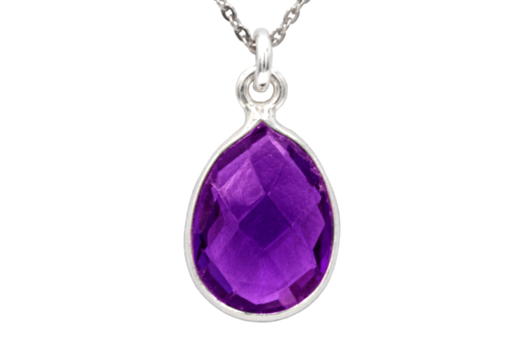 Antwerp Sterling Silver Teardrop Amethyst Necklace 2
