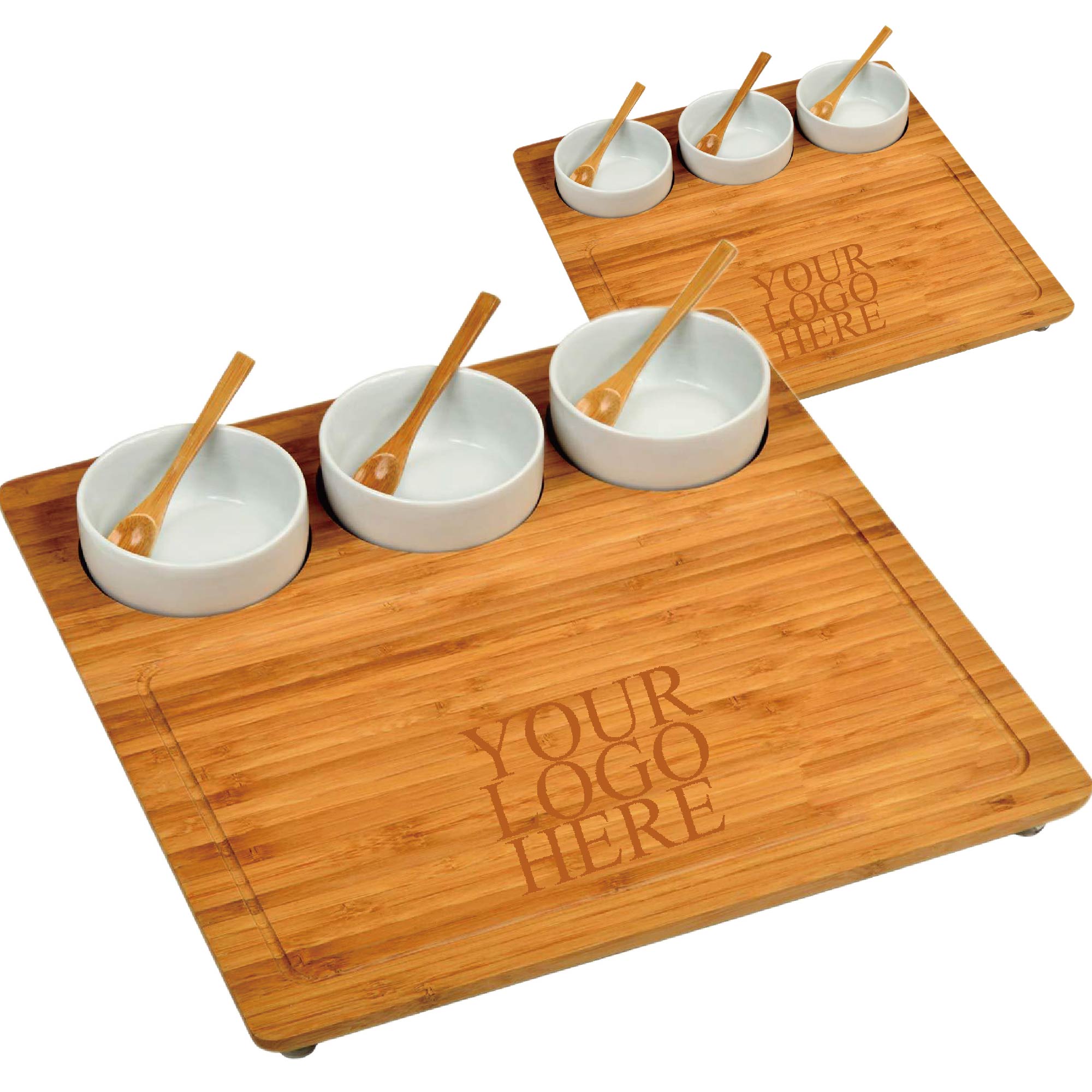 Bamboo Serving Board with Ceramic Bowl 4