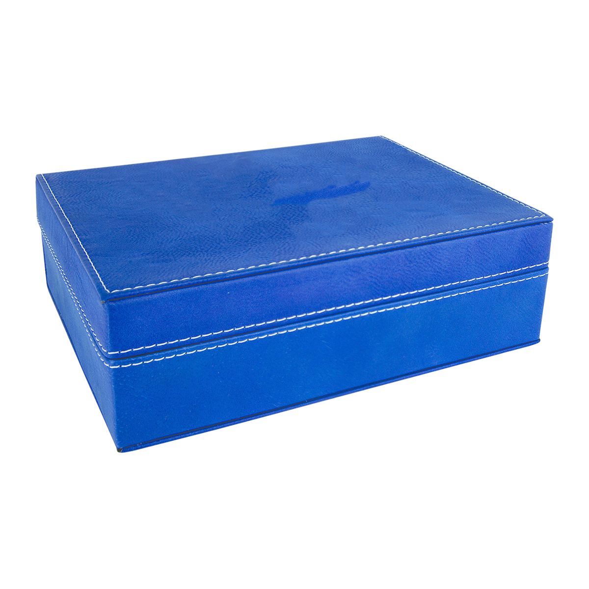 8" x 6 3/8" Blue/Silver Leatherette Premium Gift Box 3