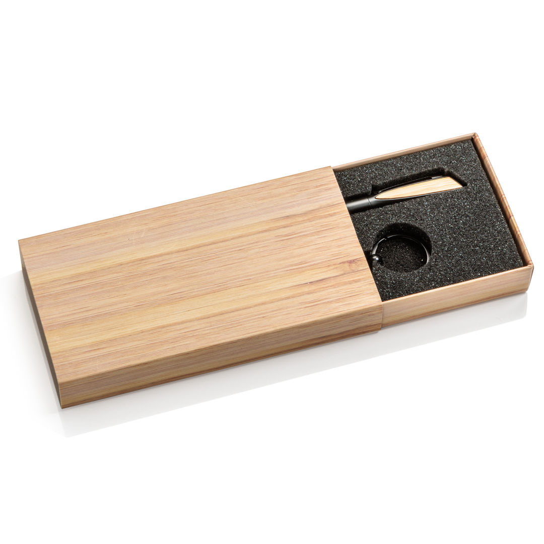 Alban Aluminium Pen w/Bamboo Keyring Set 5