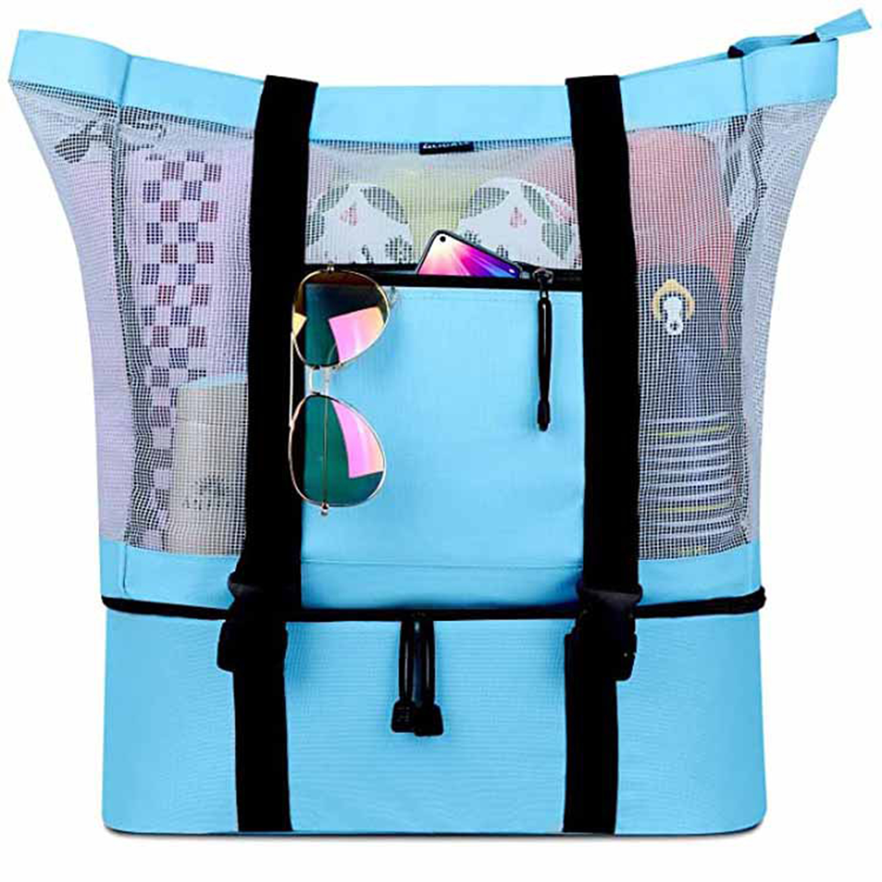 Mesh Beach Tote Bag with Fully Detachable Insulated Cooler 2