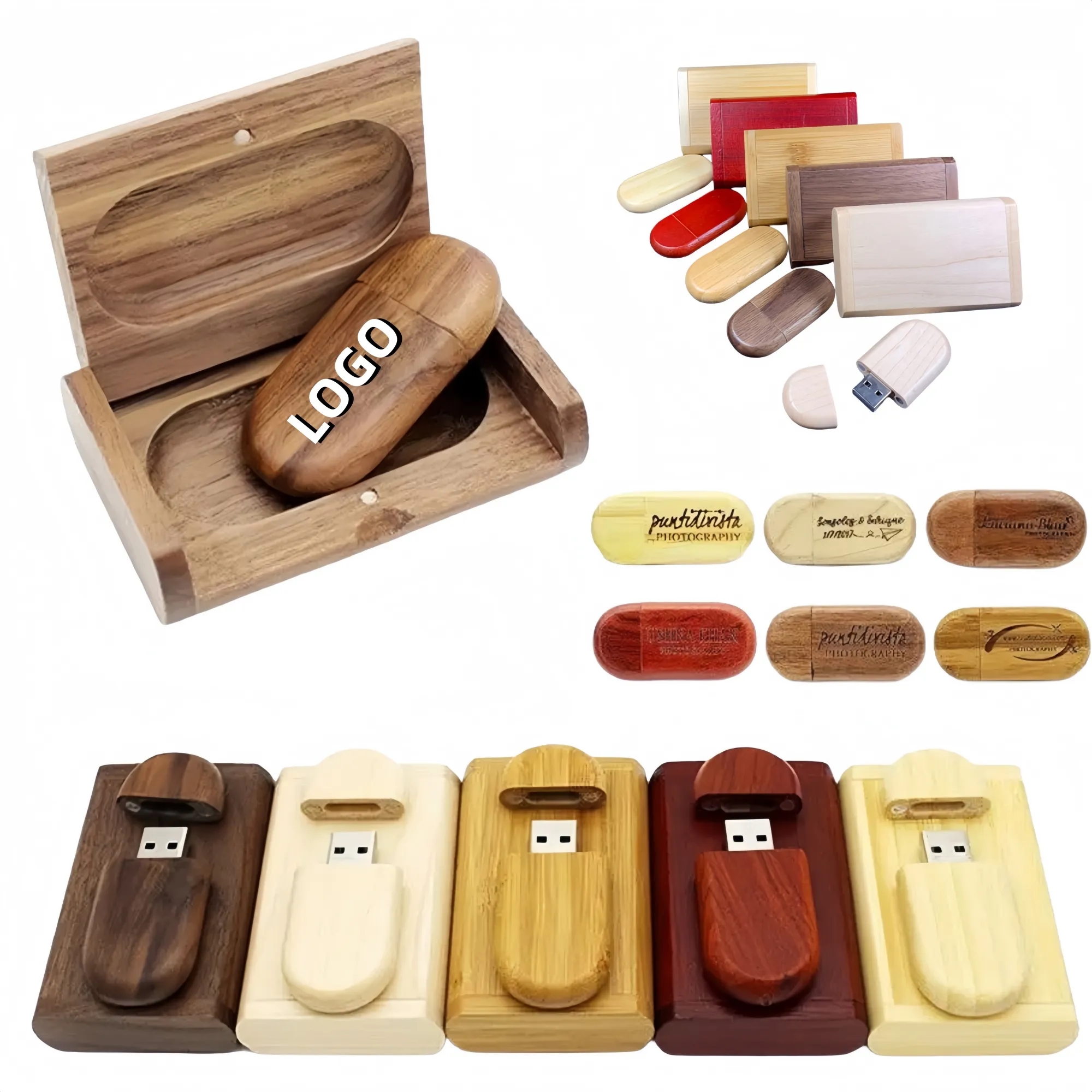 16GB Exquisite Minimalist Wooden USB Flash Drive Set 2