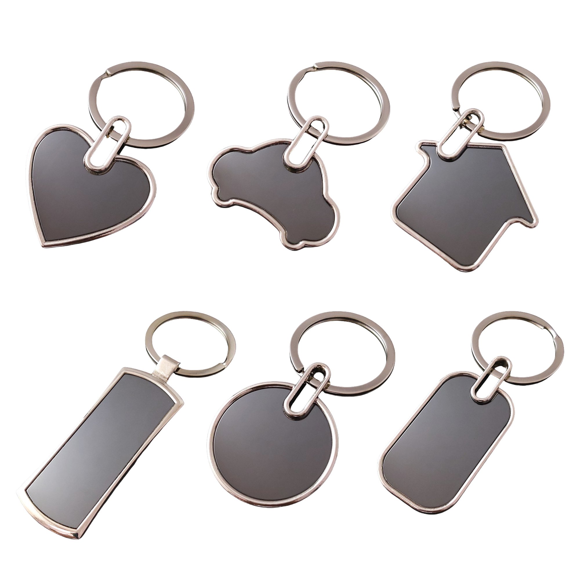 6 Shapes Zinc Alloy Metal Keychains MOQ50 1