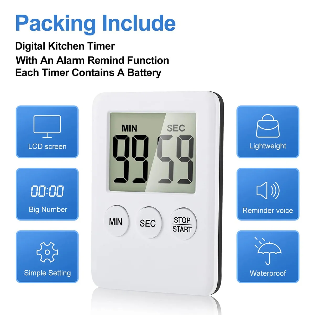Magnetic Digital Kitchen Timer with Alarm Remind Function 6