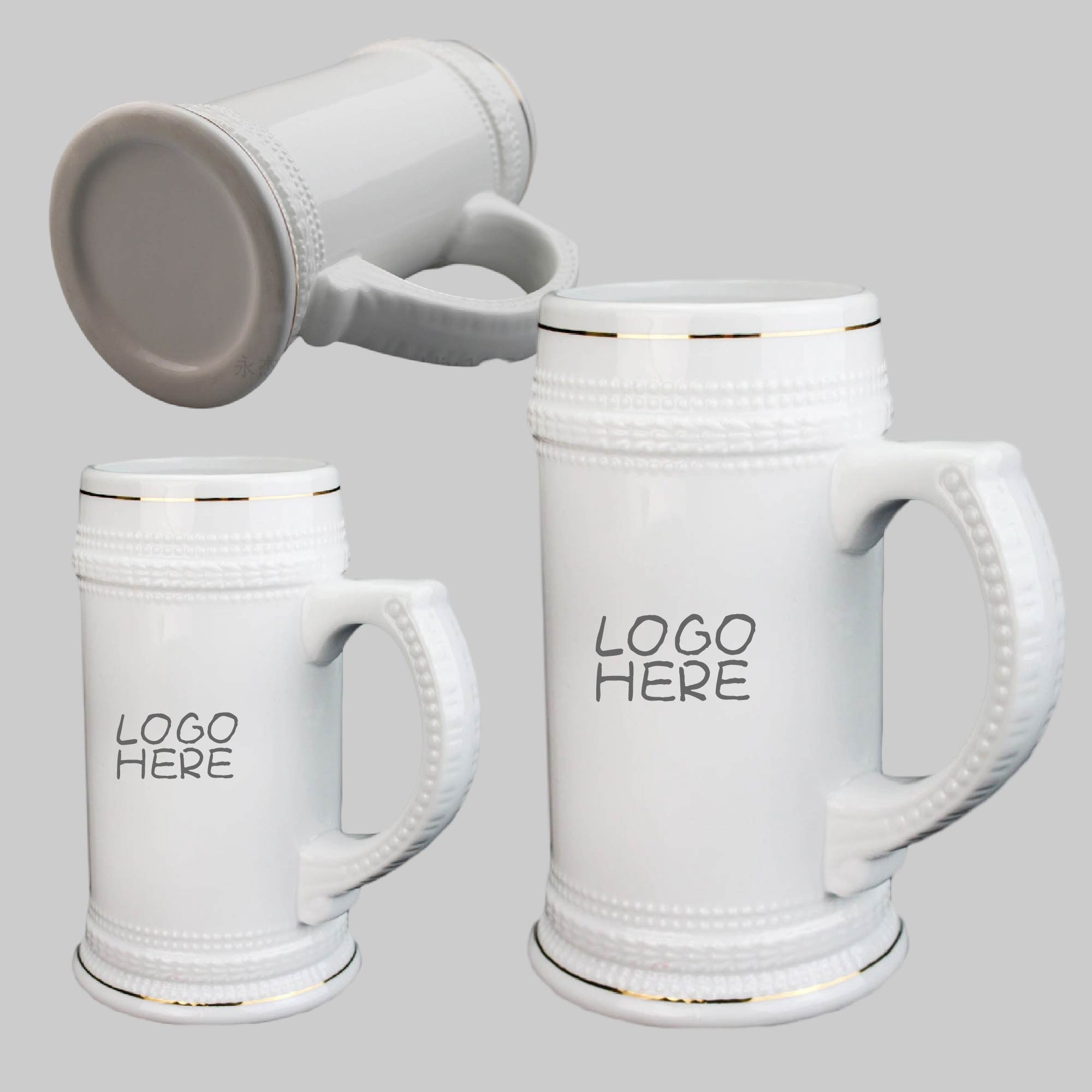 22 Oz White Beer Mug 1