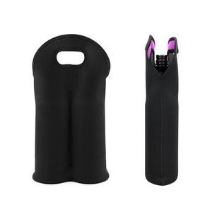 Neoprene Dual Color 2 Bottle Wine Bag With Cutout Handles 3