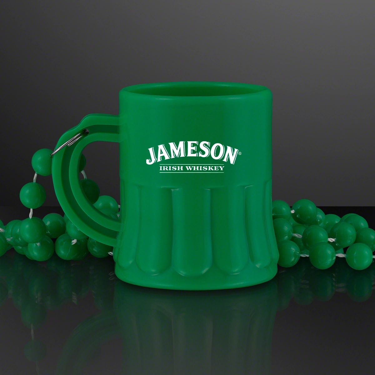 1 oz. Green Mug Shot Glass on Bead Necklace 1