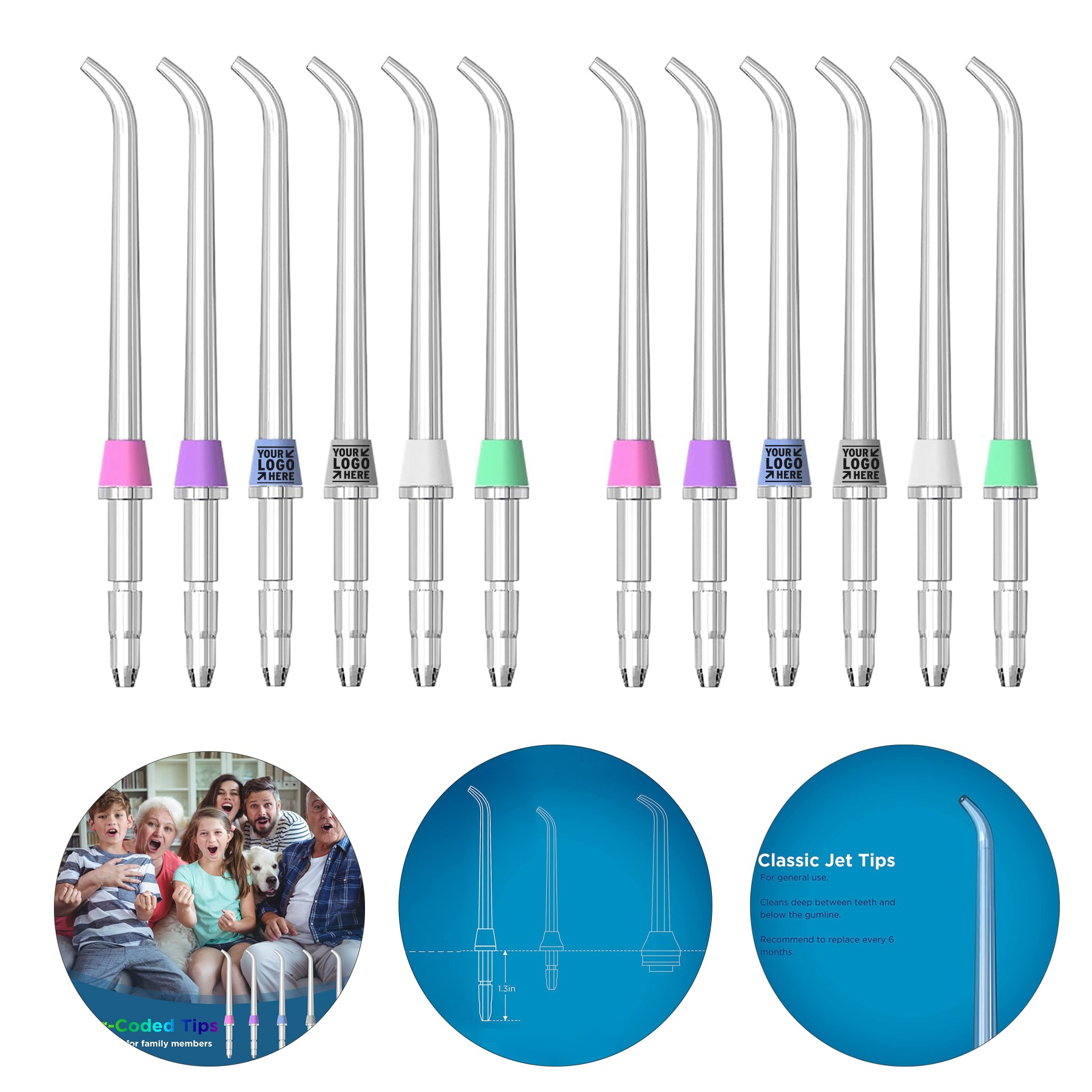 Fit Most Waterpik Water Flosser 6 Pcs Replacement Classic Jet Tips 2