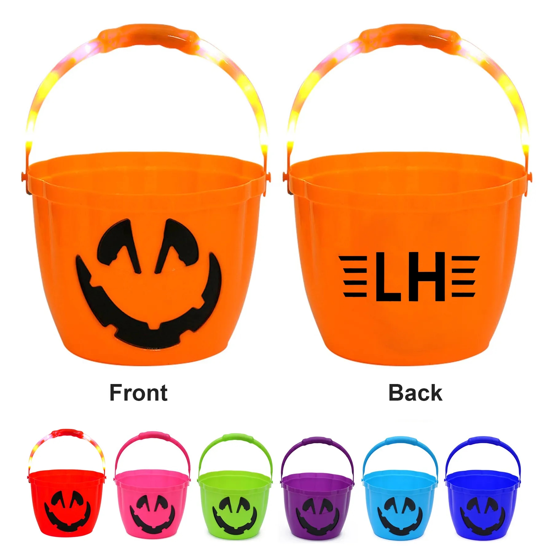 Light Up Halloween Pumpkin Buckets with LED Handle 2