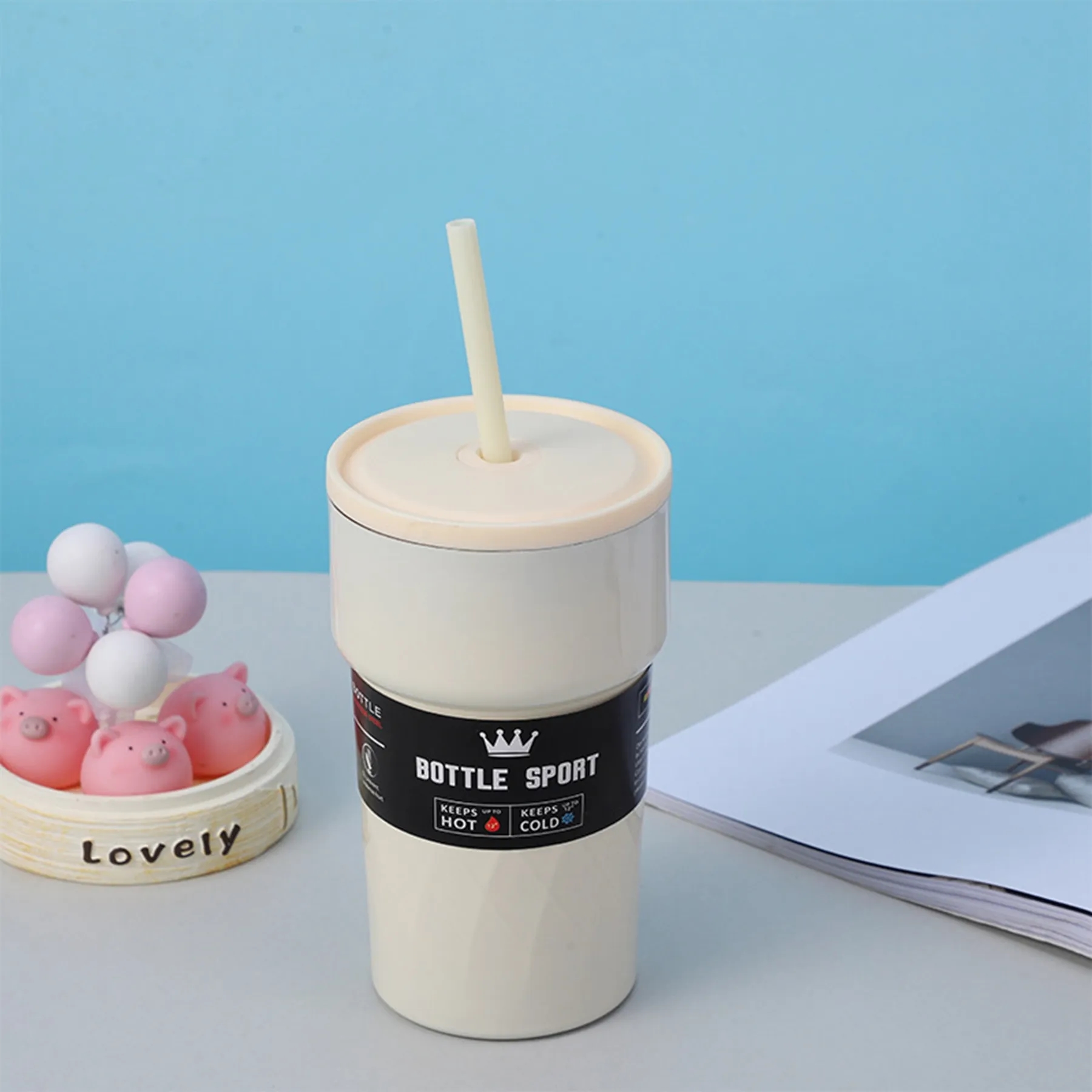 17 Oz. Double Wall Stainless Steel Tumbler with Lid & Straw 8