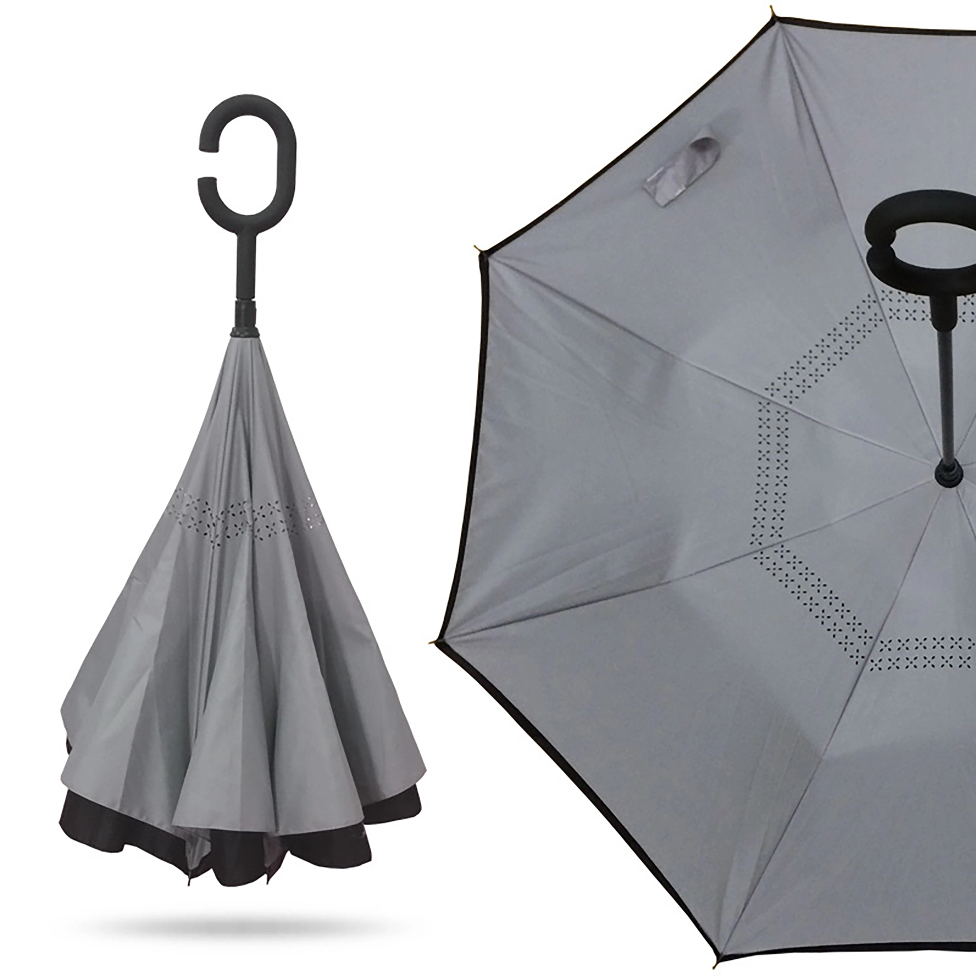 MOQ 50pcs Pure Color Windproof UVInverted Reverse Umbrella 4