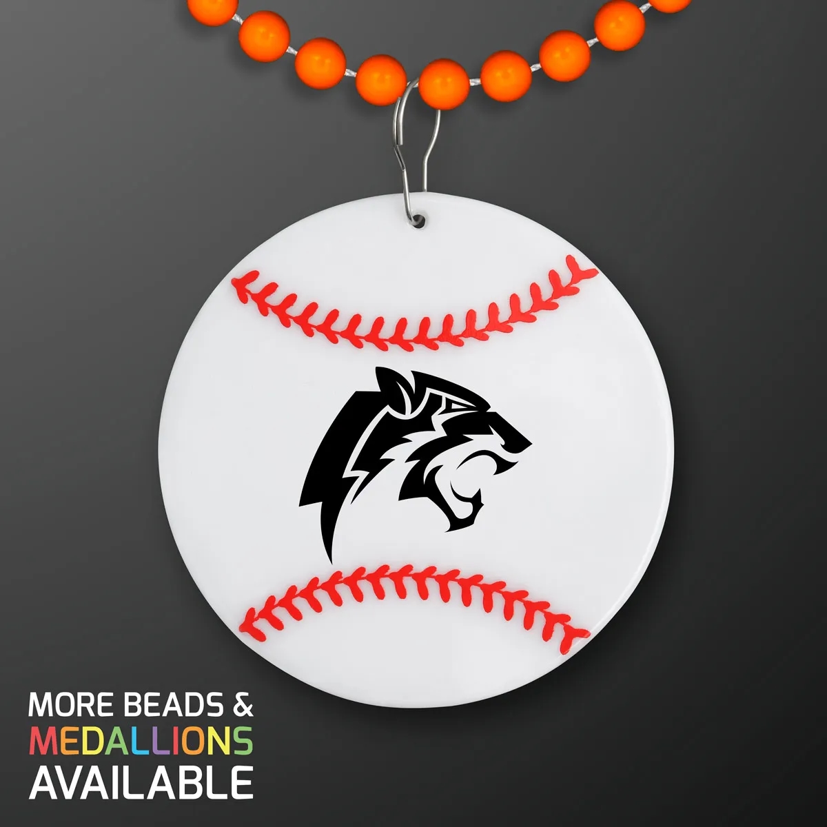 Baseball Medallion with Beaded Necklace (Non Light Up) 18
