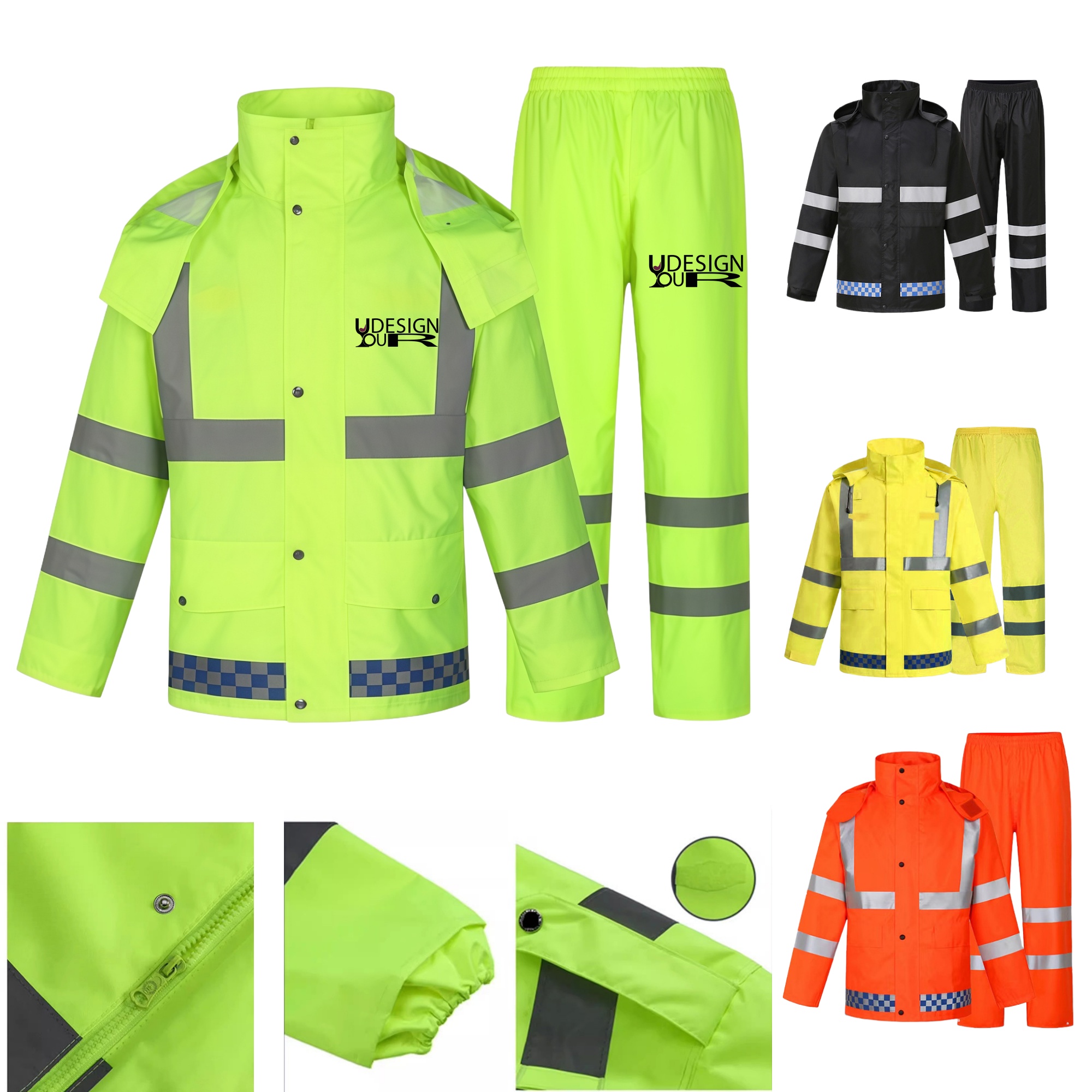 High Visibility Reflective Safety Raincoat Suit 2