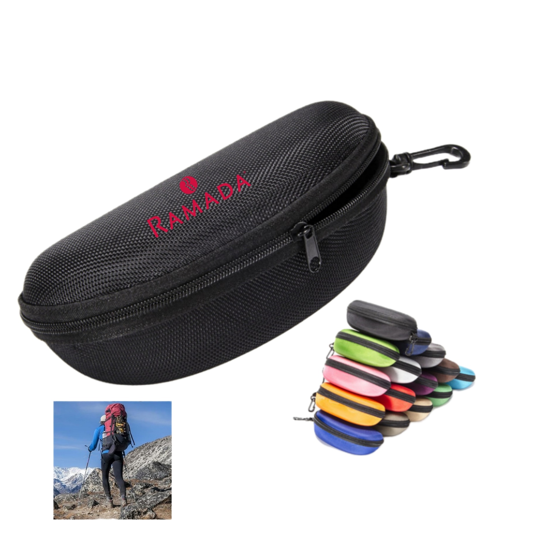 Waterproof Sunglasses Case Zipper Hard Shell Box With Clip 5