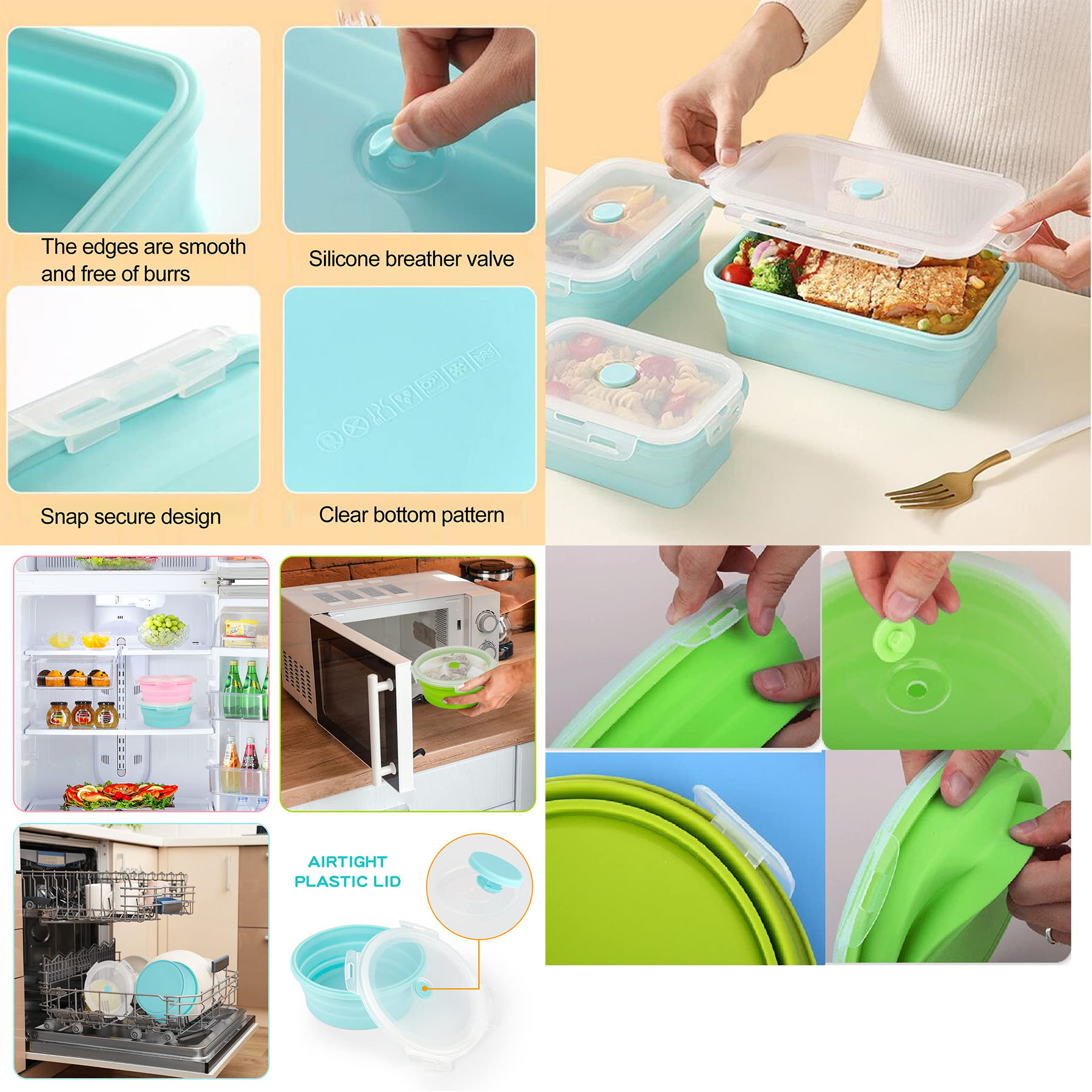Collapsible Silicone Food Storage Containers 2