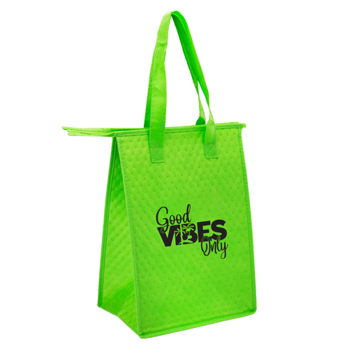 Non-Woven Polypropylene Lunch Tote w/ Zipper - 9"W x 13"H x 6