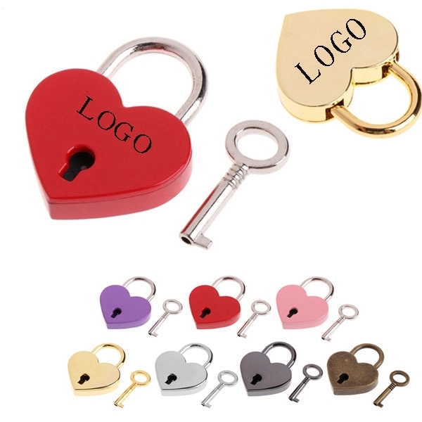 Heart Shape Nickel Metal Pad Lock And Key 3
