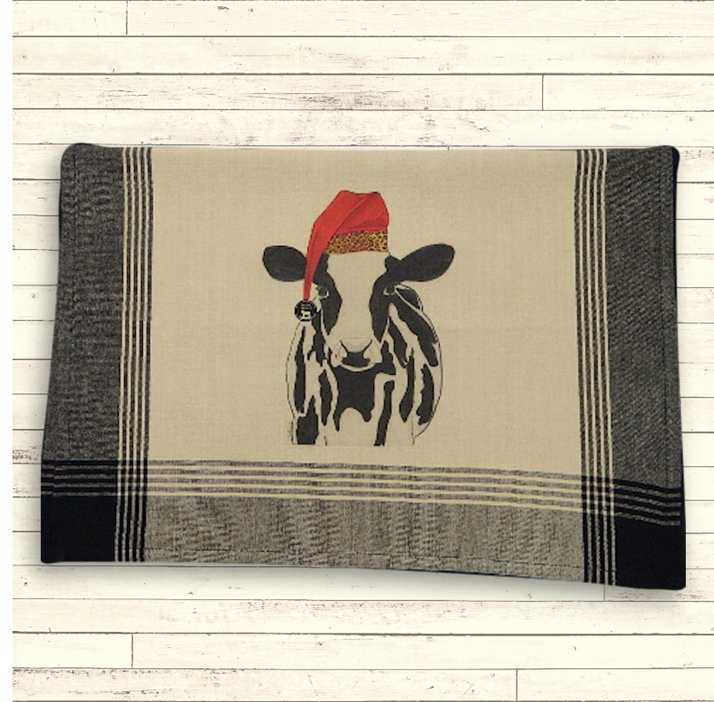 Black/Tea Dyed Plaid Kitchen Towel with Custom Print 3