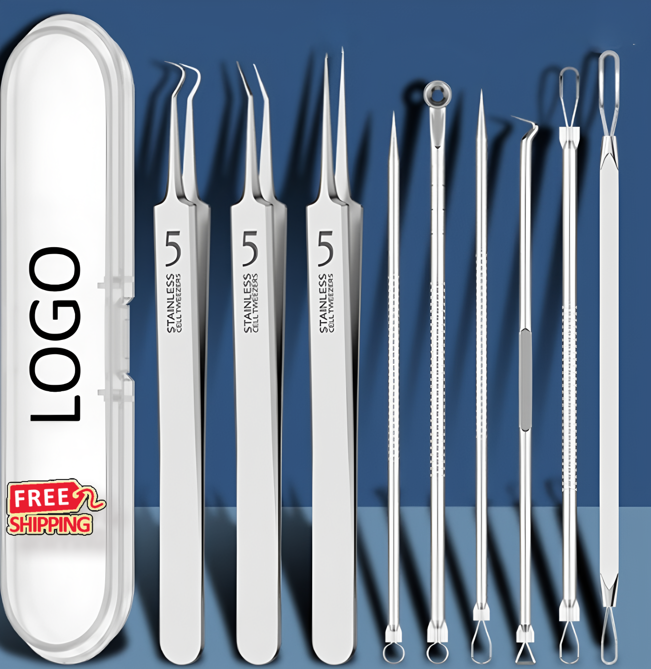 9pc Pimple Popping Tools Comedone Extractor Set for Facial Blemish Removal 2