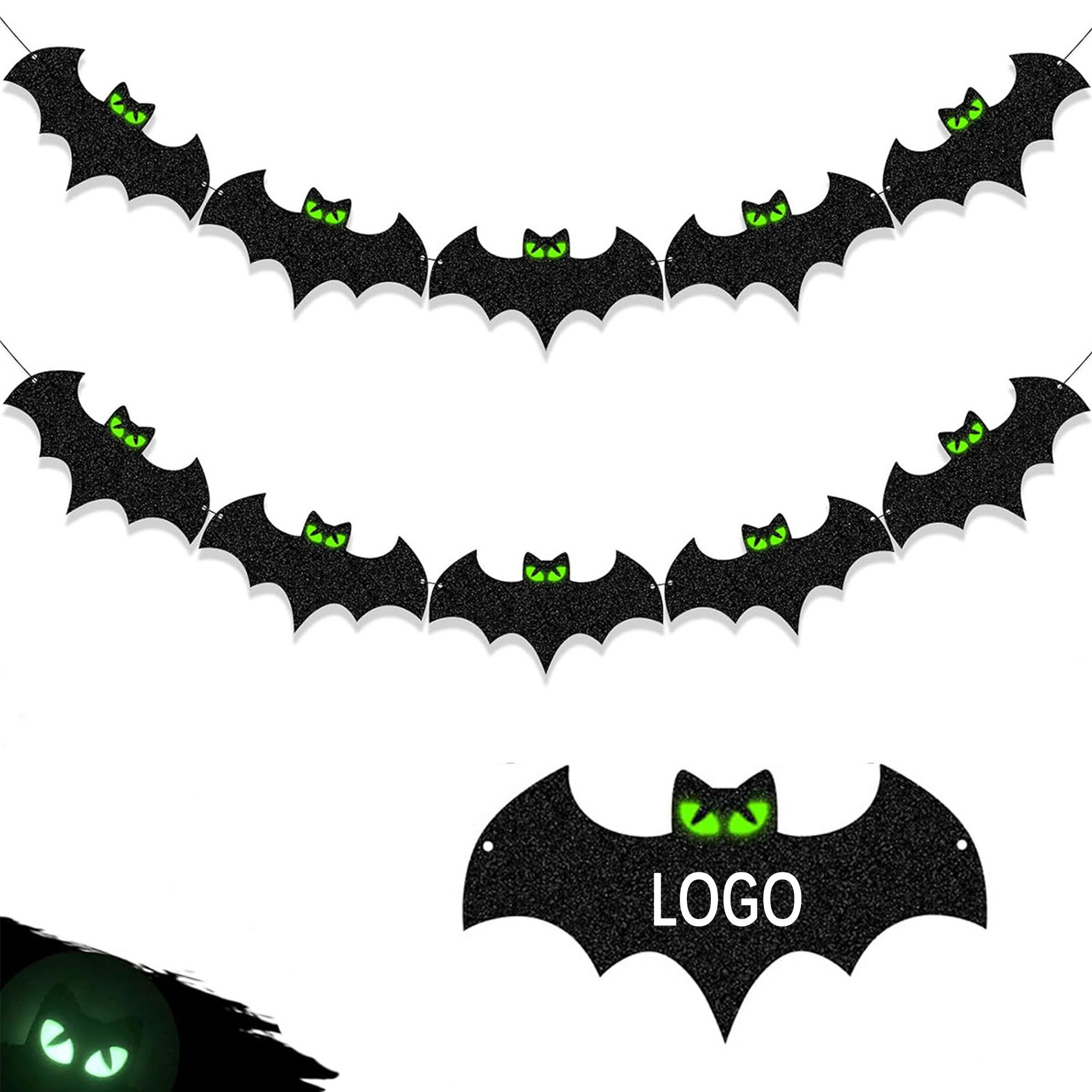 Halloween Decoration Glow In The Dark Bat Banner 2
