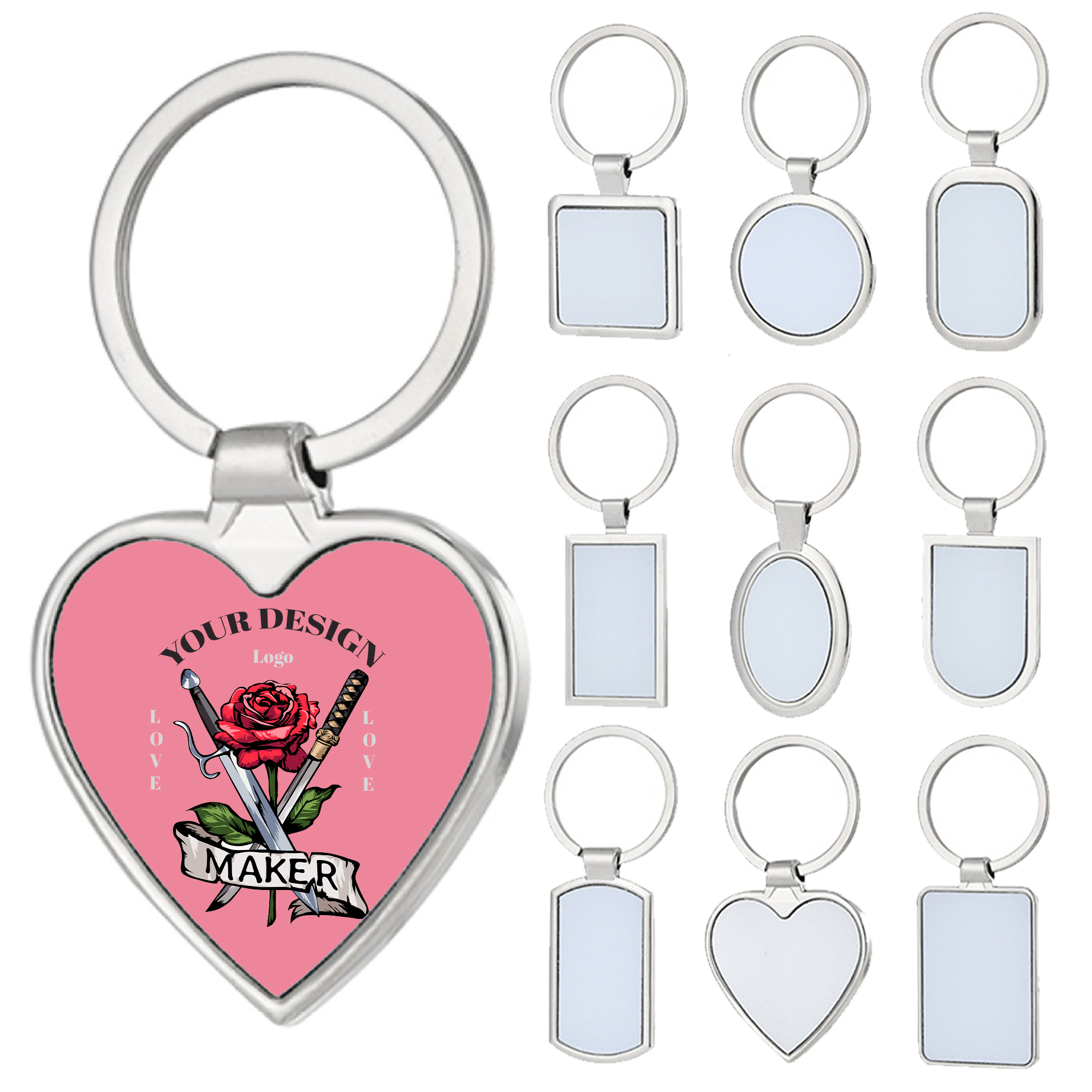 Multi-Shape Custom Metal Keychain ?C 6 Options 1