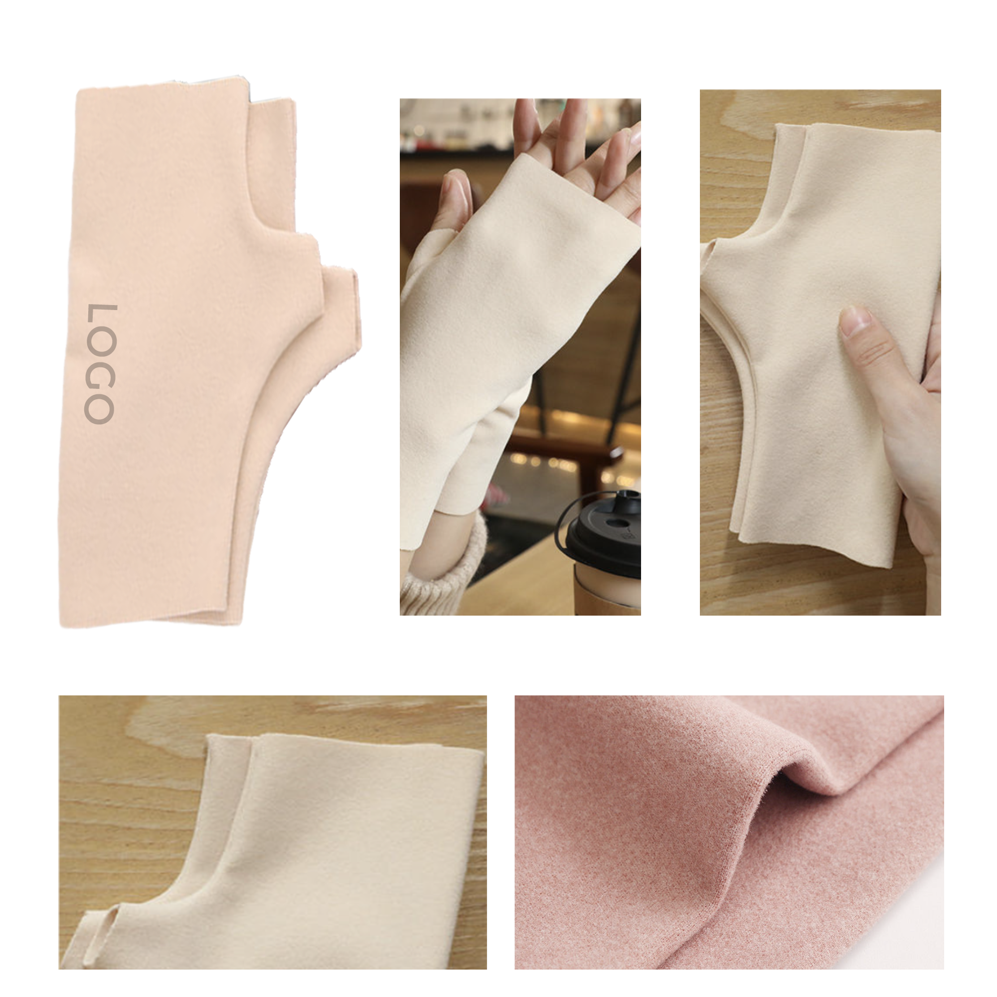 MOQ 10 PCS Cozy Thermal Dralon Fingerless Gloves 2