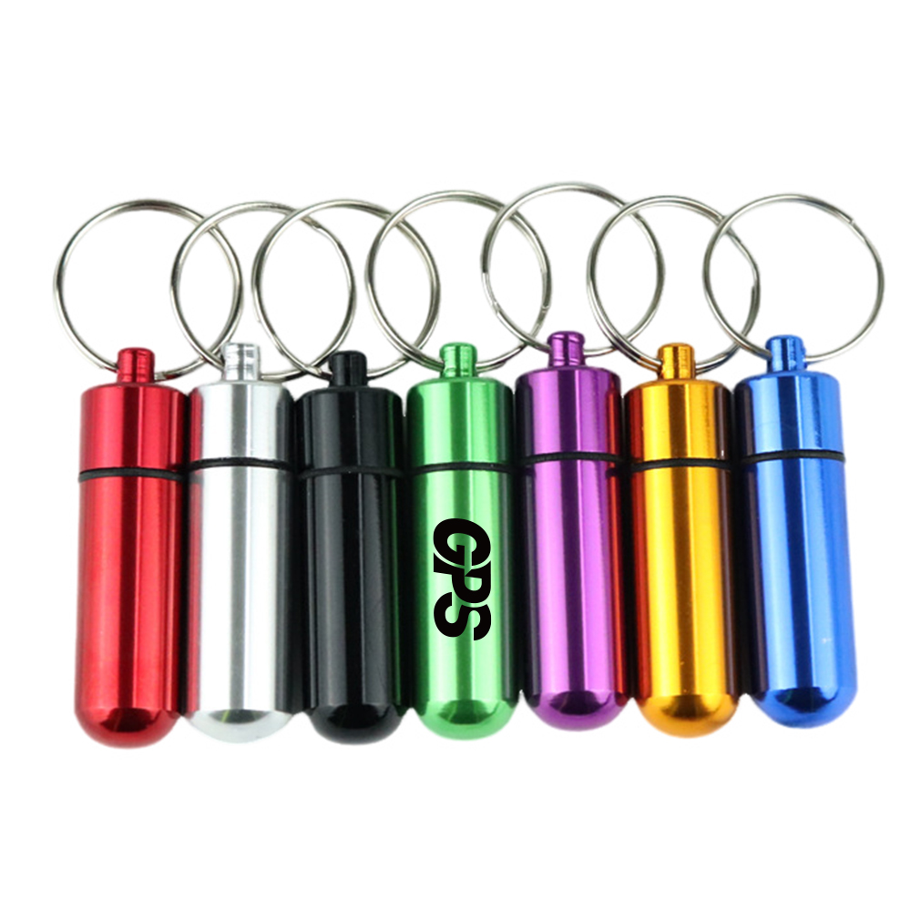 1 7/8 " Aluminium Alloy Pill Case With Keychain 1