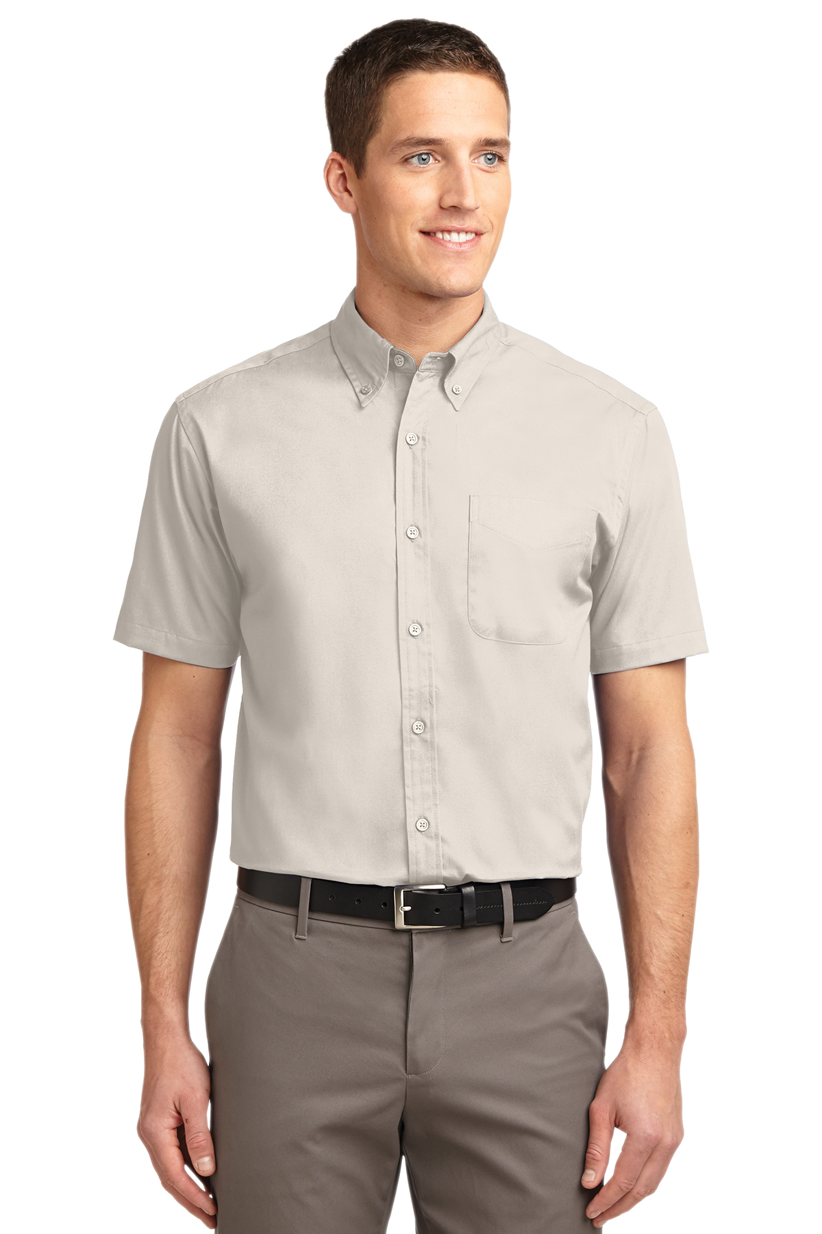Men's Short Sleeve Oxford Button-Down Easy Care Shirts 20