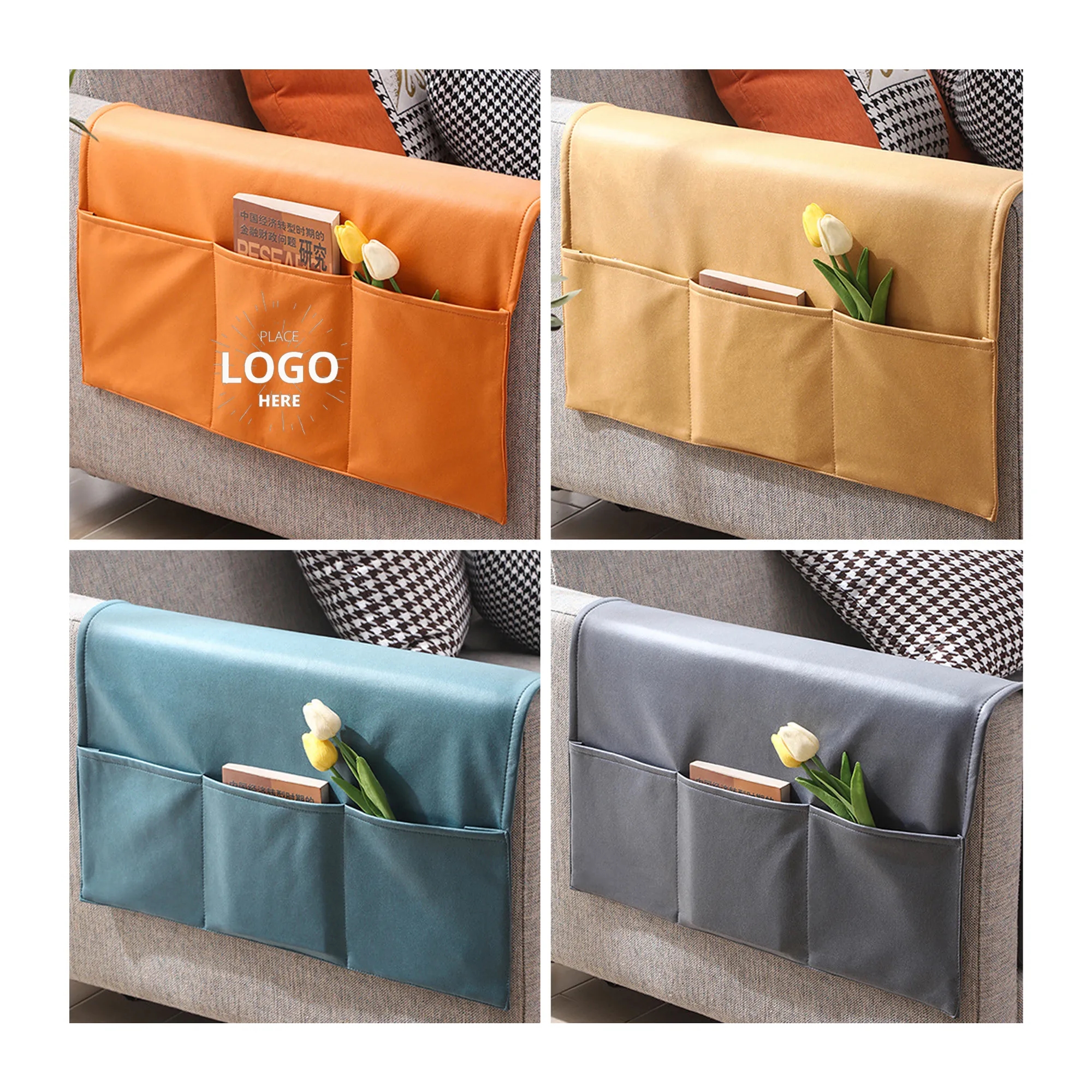 Simple Sofa Chair Canvas Armrest Organizer 2