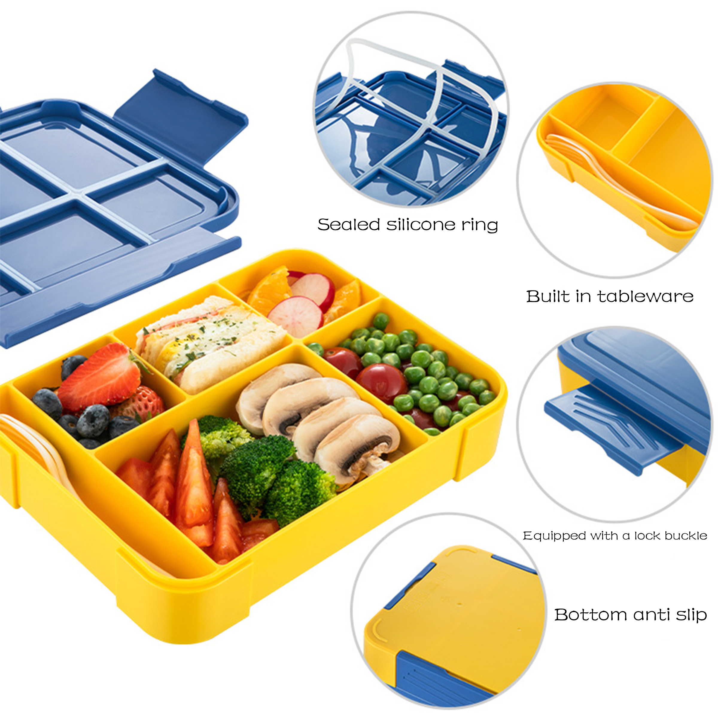 Polypropylene Student Divided Sealed Fruit Box 2