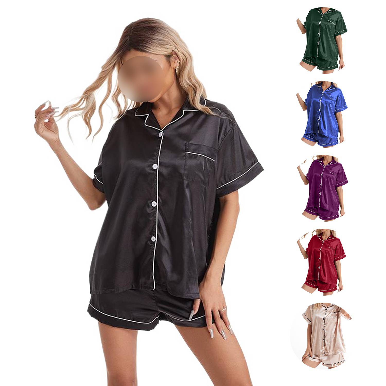 Women Two-Piece Polyester Pajama Set 13