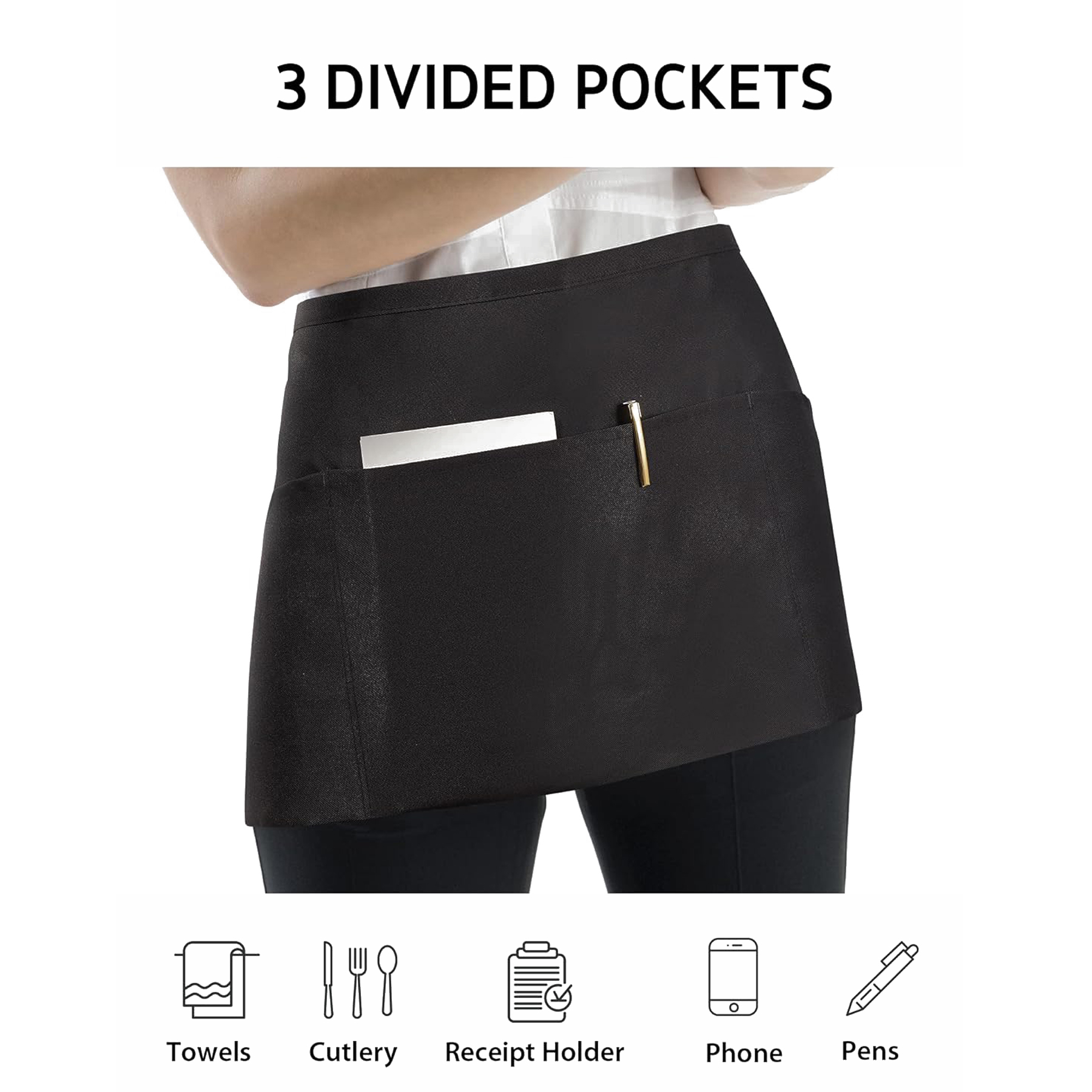 Server Apron with 3 Pockets 11.5" 6