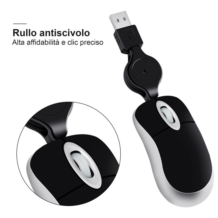 Mini Travel USB Optical Mouse / Retractable Cable 6