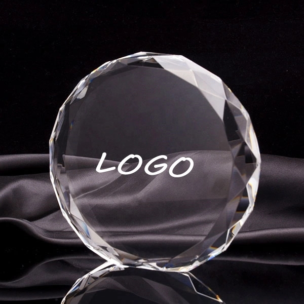 Round Faceted Crystal Paperweight 5