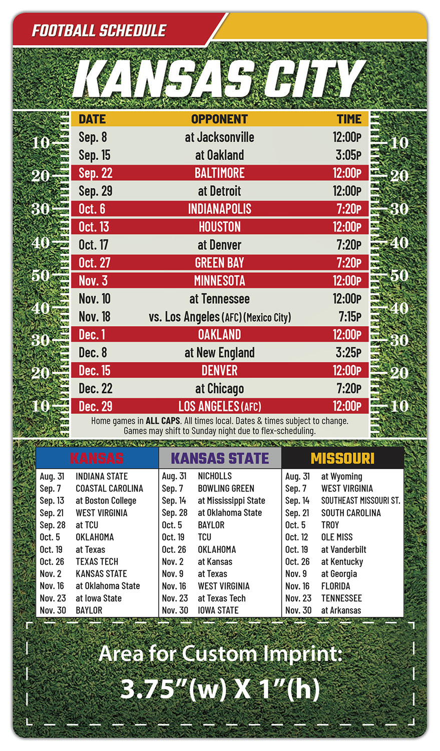 Magnet Football Sport Schedules - 4x7 Round Corners 1