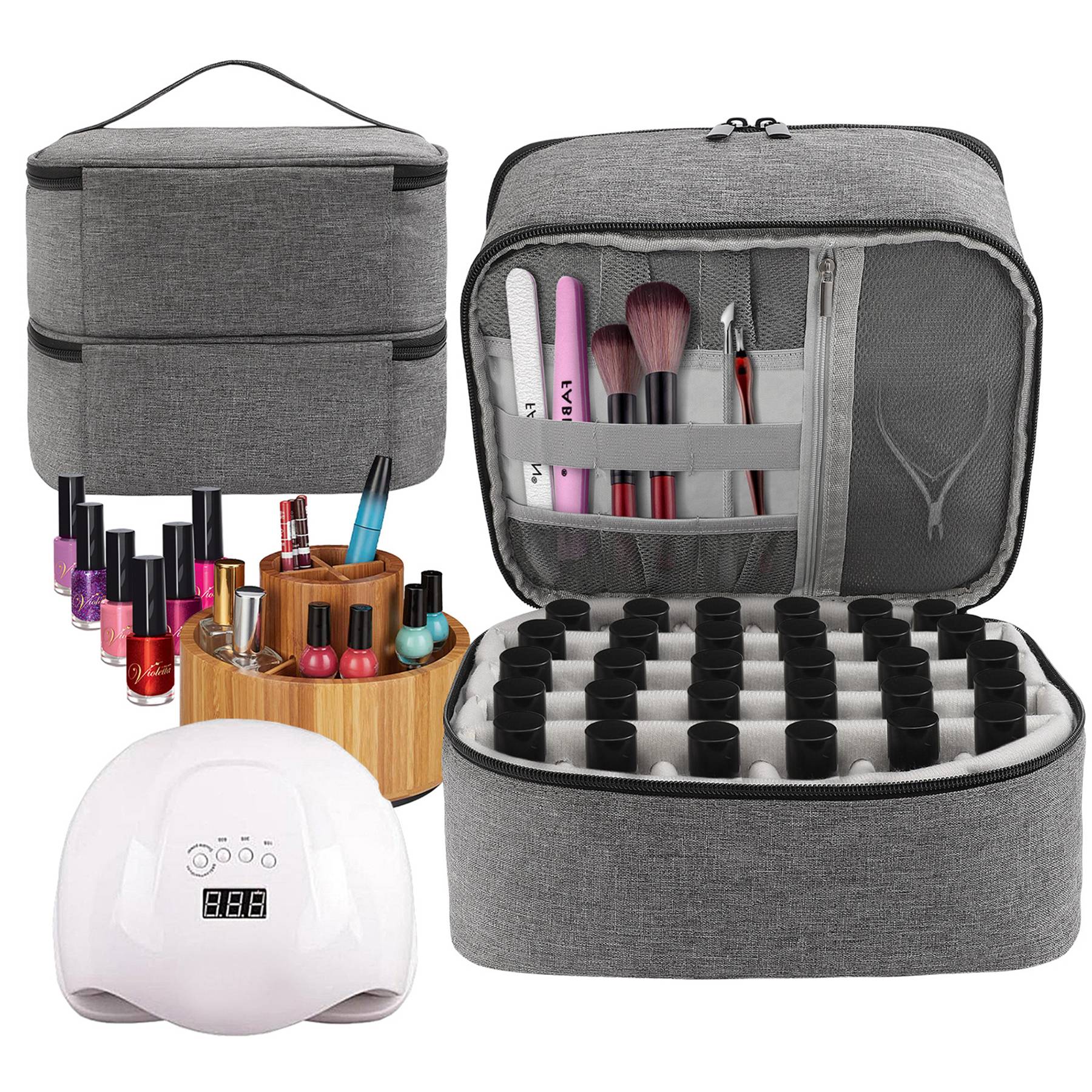 Oxford Double Layer Nail Polish Storage Makeup Bag 5