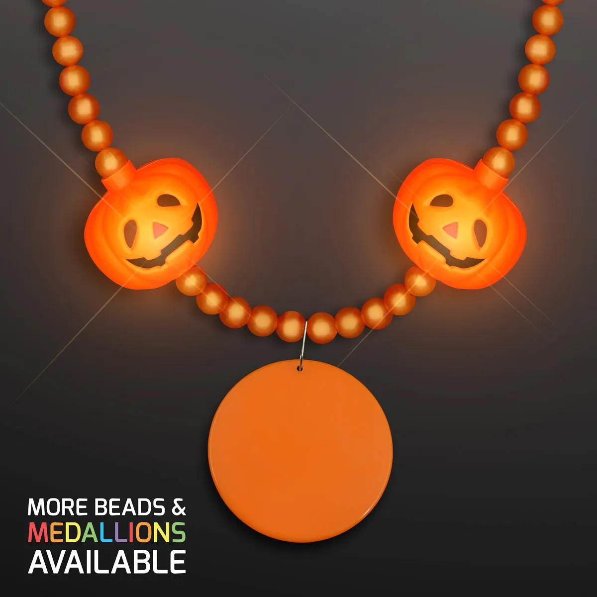 LED Pumpkin Light Beads with Orange Medallion 2