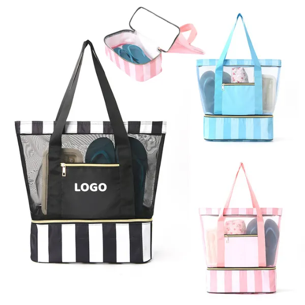 Mesh Beach Tote Bag with Shoe Compartment 4