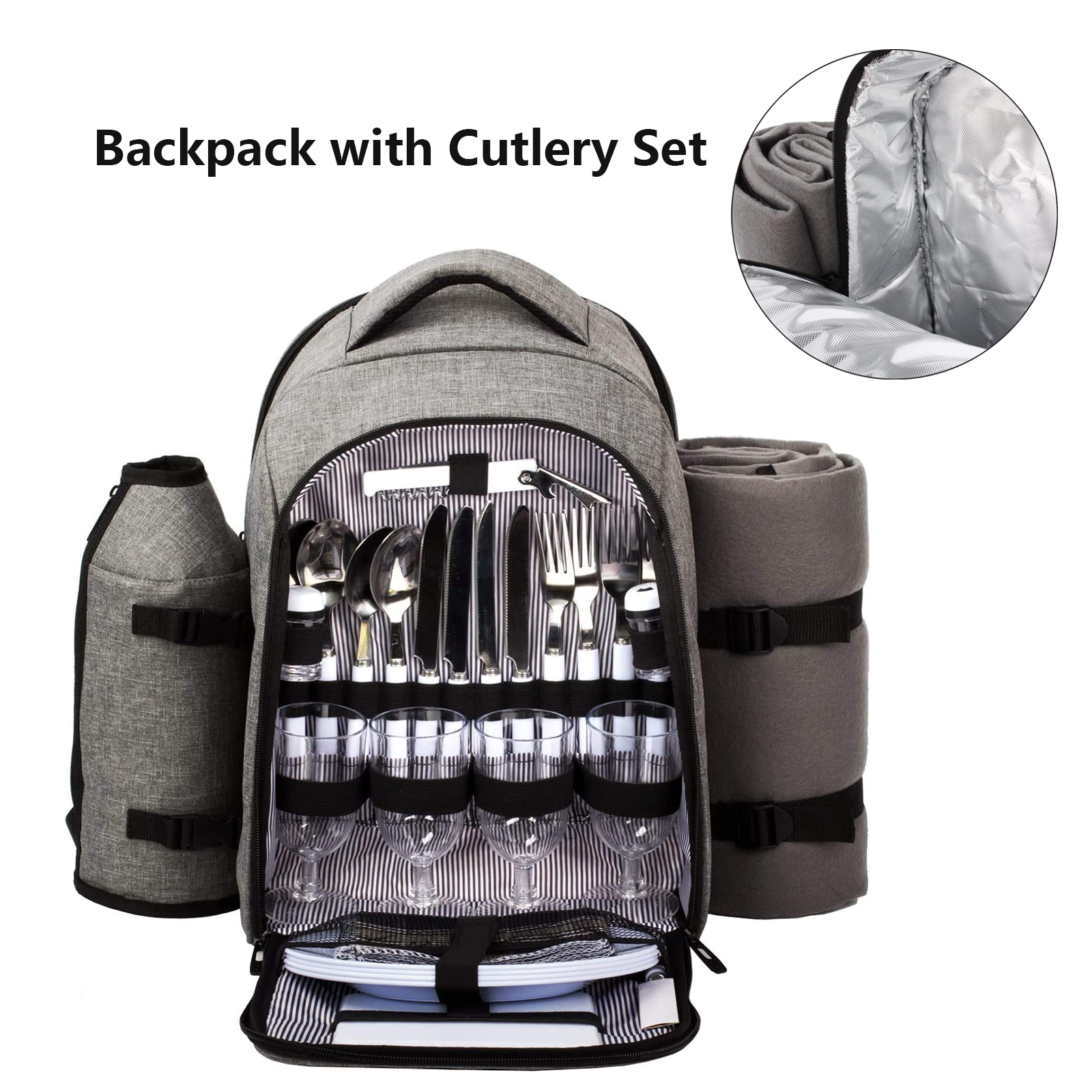 Picnic Backpack for 4 Person with Cutlery Set 2