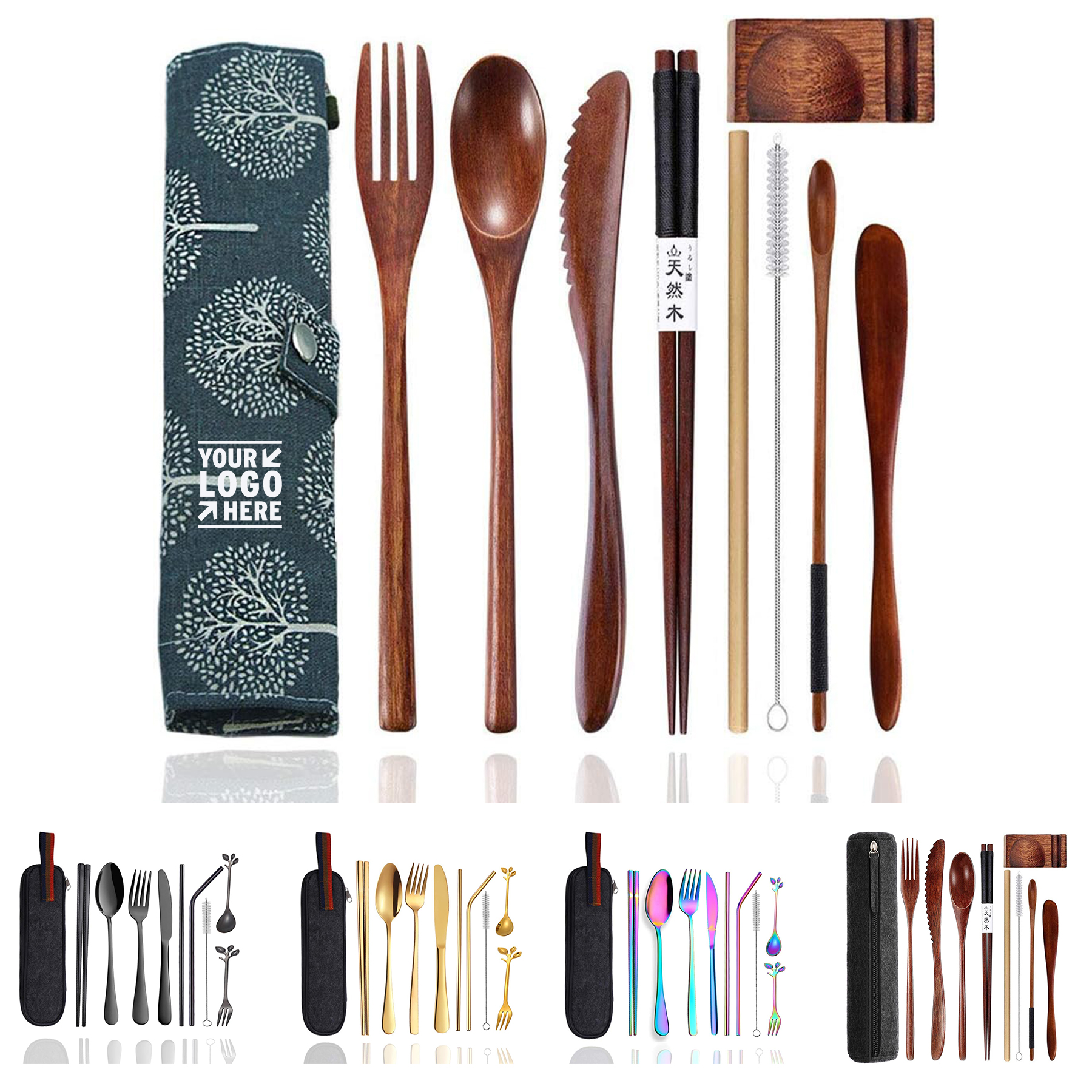 9 Pieces Wood Flatware Set 2