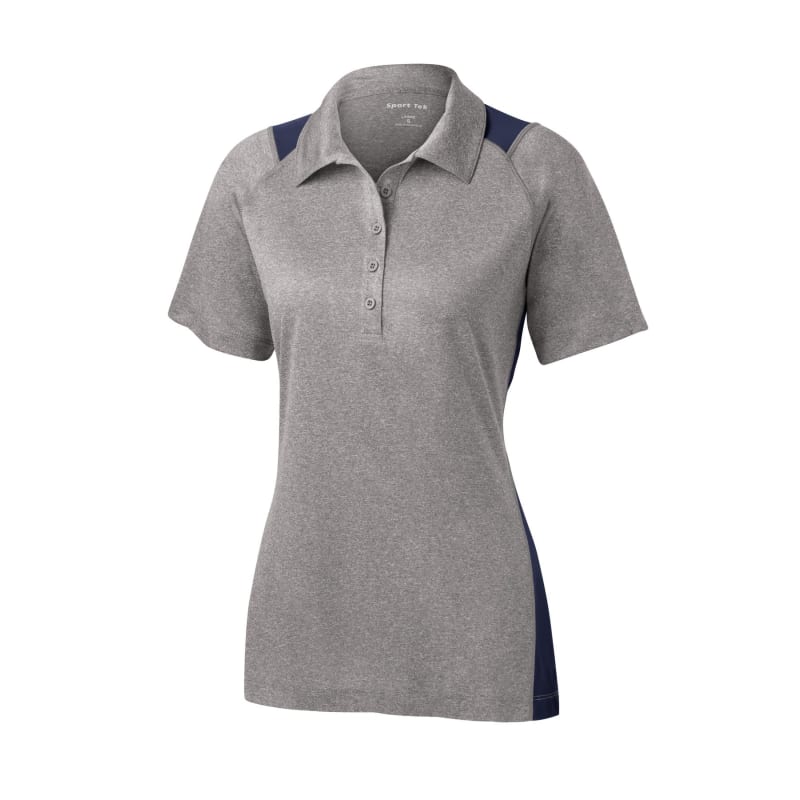 Sport-Tek Women's Heather Colorblock Contender Polo. 3