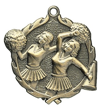 Cheerleader Wreath Medal, 1 3/4" 1
