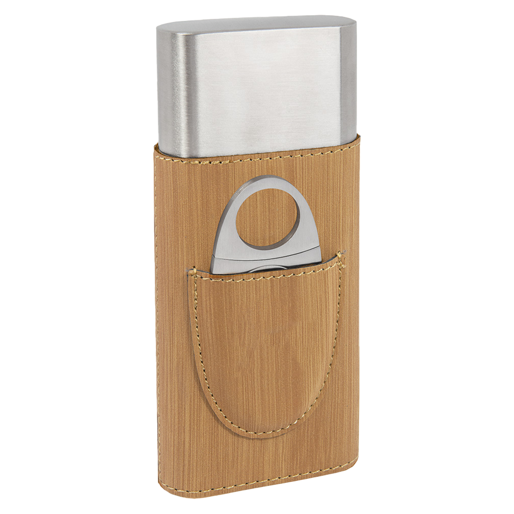 Bamboo Leatherette Cigar Case w/ Cutter 3