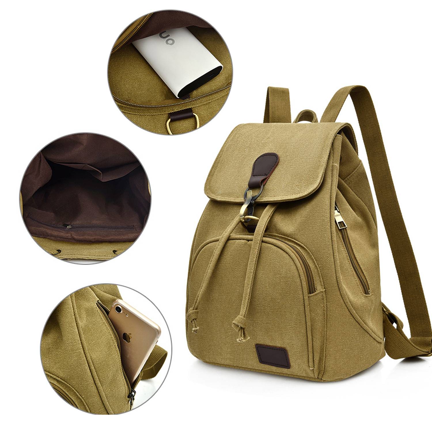 Casual, Simple and Versatile Women's Canvas Backpack 7