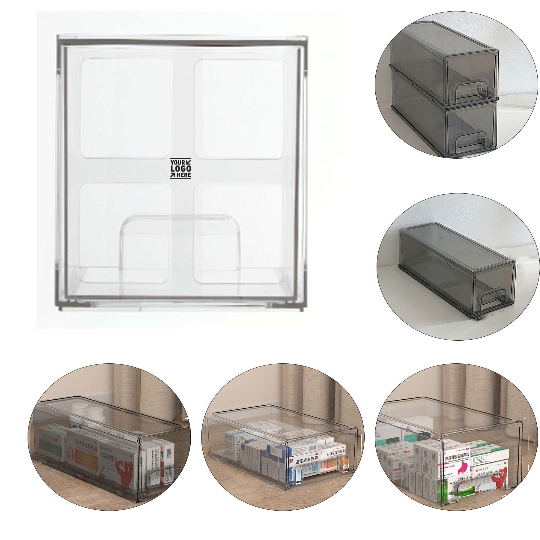 6.6'' Stackable Makeup Organizer Storage Drawer 2
