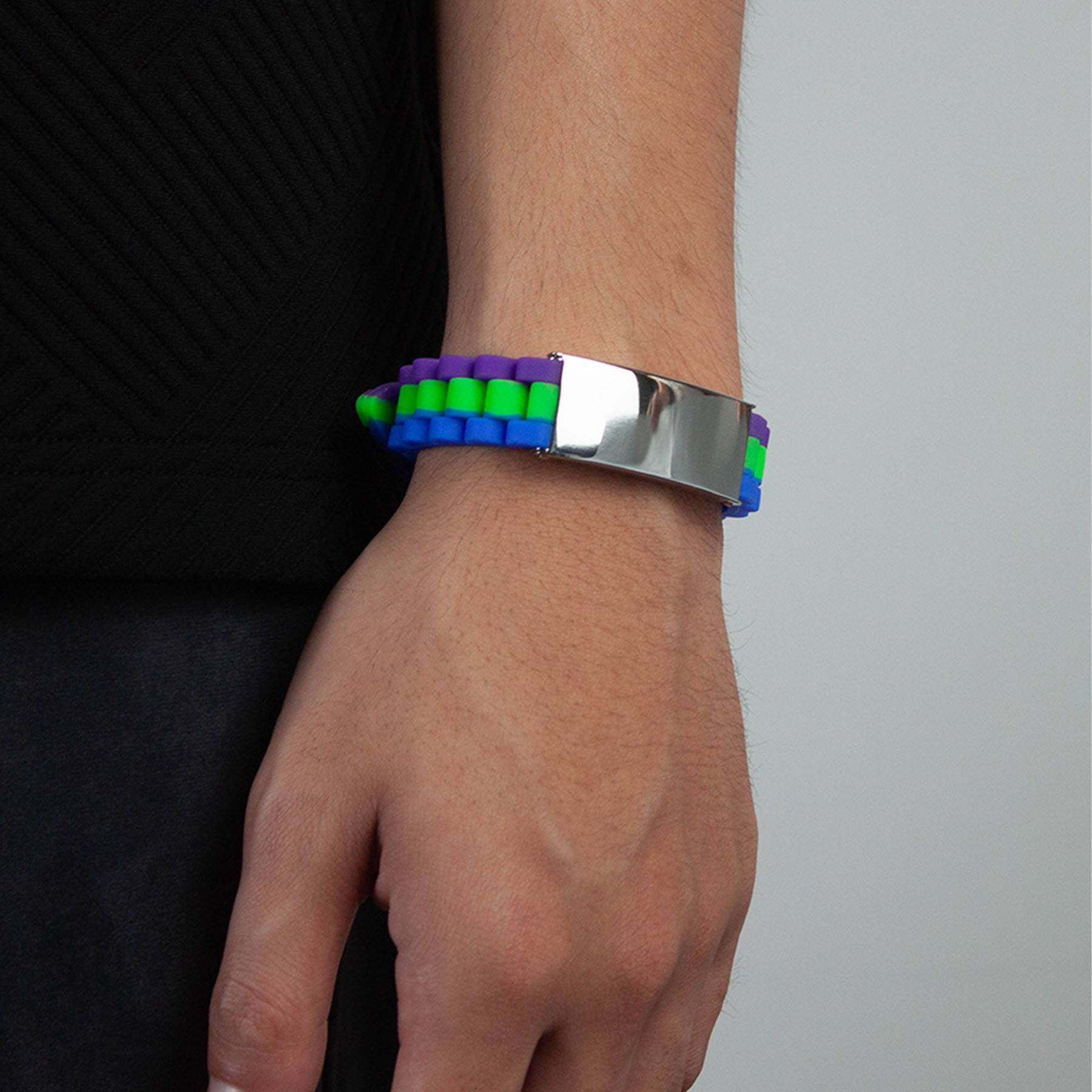 Silicone stainless steel multi-color bracelet 8