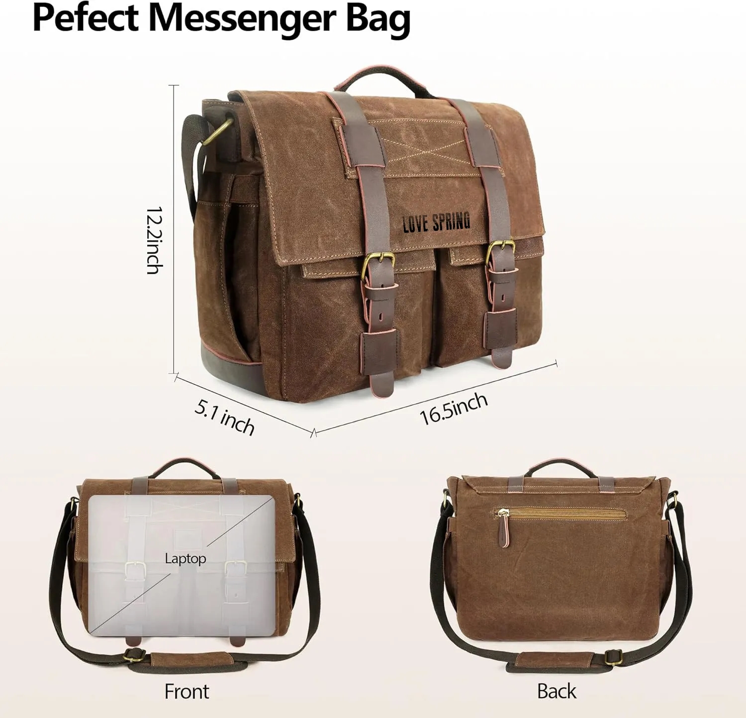 Canvas Leather Computer Laptop Bag 1