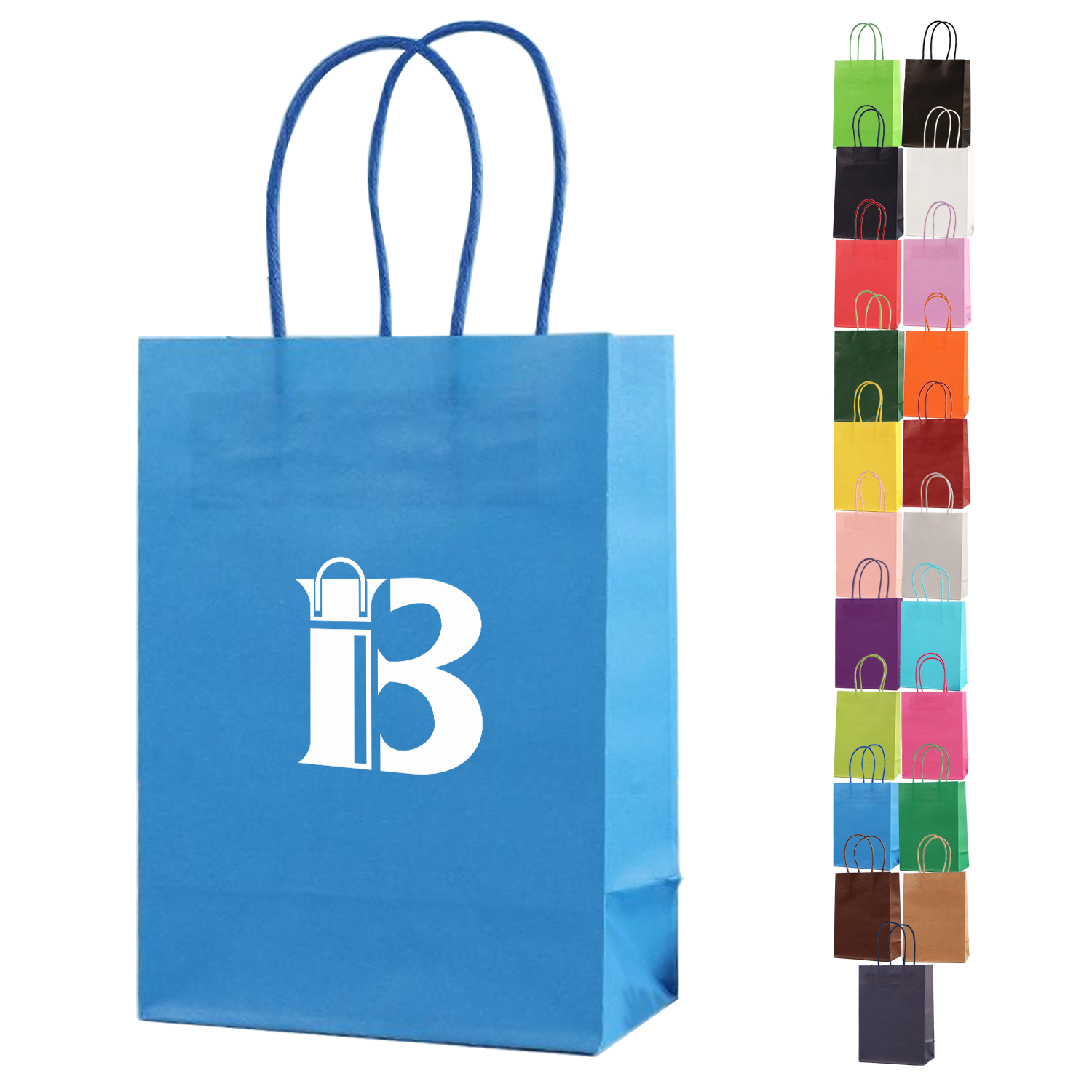 Foldable reusable rainbow colors kraft paper bag w/ Handle
