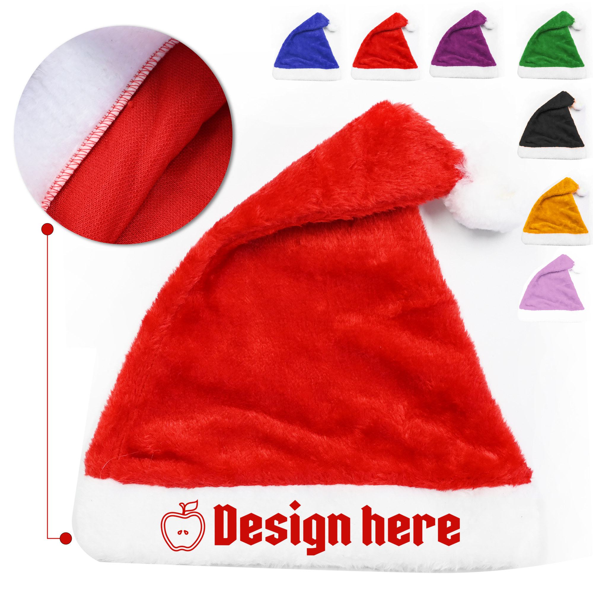 Christmas Santa Hats Short Plush Trim for Adults Kids 4